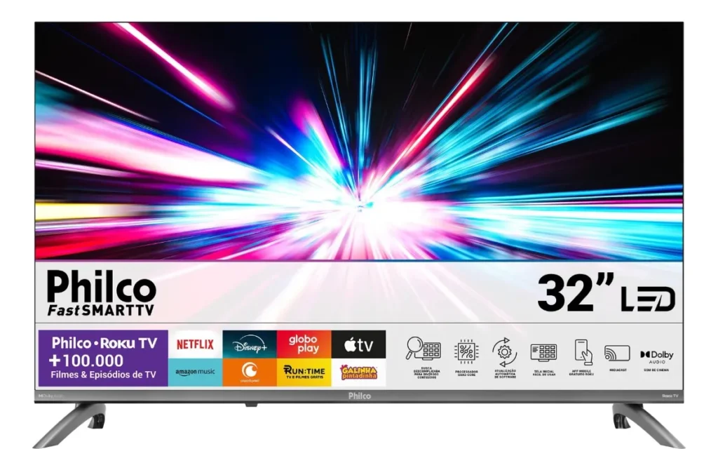 Smart TV Philco 32" Roku TV HDR10 Dolby Audio P32CRB vale a pena
